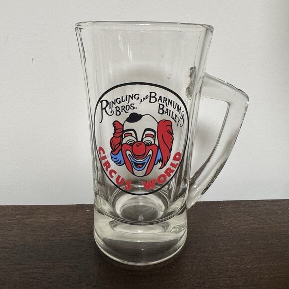 VTG RINGLING BROS. and BARNUM & BAILEY Circus World Glass Mug Stein Clown 1970's - Picture 1 of 15